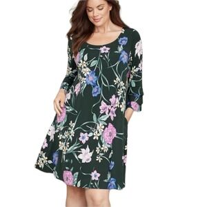 Lane Bryant Multicolored Floral Print Midi Dress Size 14/16